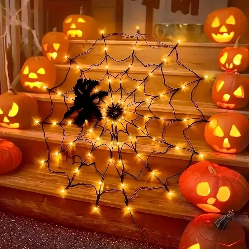 LED Spider Web String Lights  Description