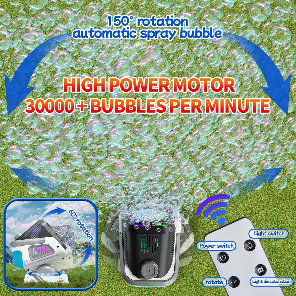 Party Bubble Machine with LED Lights & Remote Control