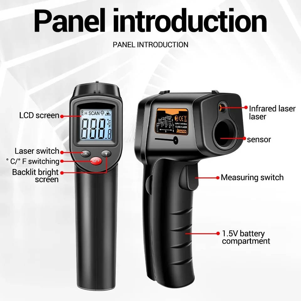 Infrared Laser Thermometer – All-in-One Digital Temperature Gun
