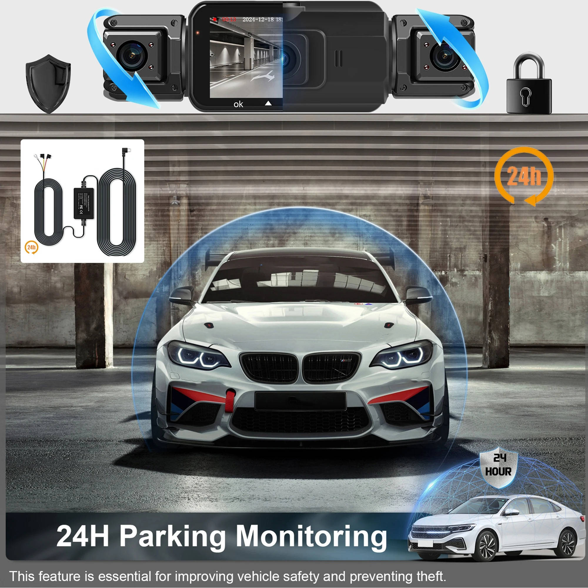 Wireless Car Dash Cam – Front & Rear with Night Vision