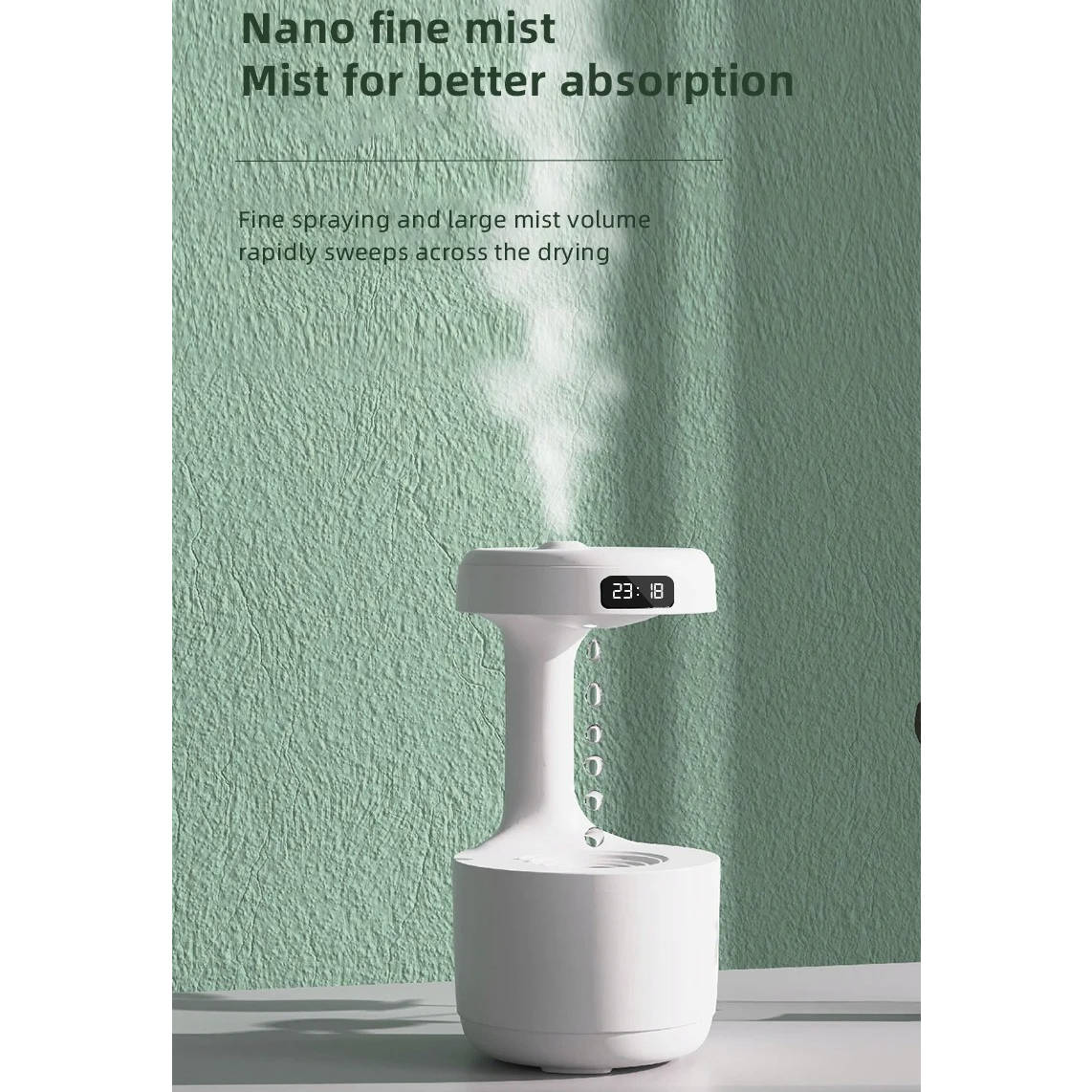 Small Humidifier with LED Display – Quiet Air Moisturizer for Home & Office