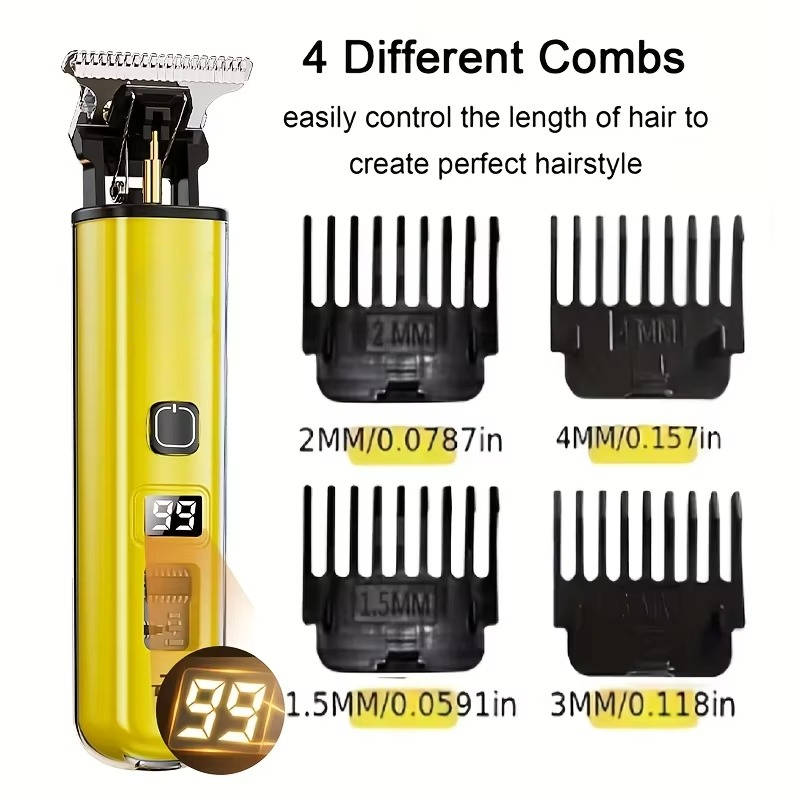 Professional Cordless Hair Clippers – Precision Trimmer with LED Display