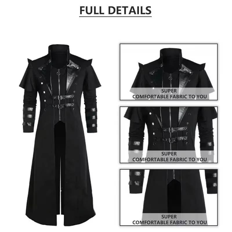 Men’s Medieval Warrior Costume – Long Robe with Armor Detail