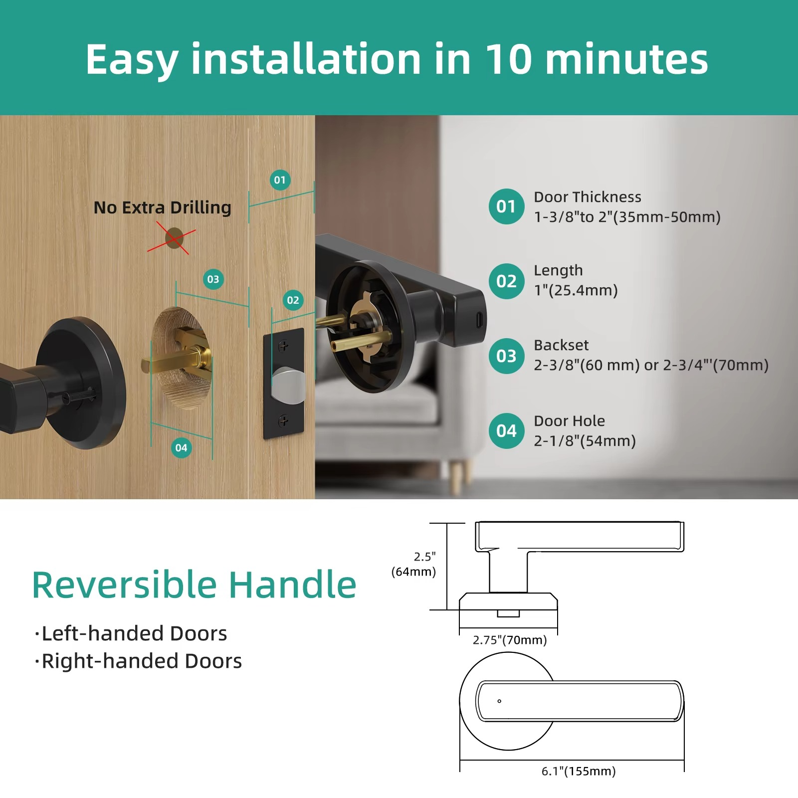 Keyless Entry Door Lock with Handle – Smart Digital Security
