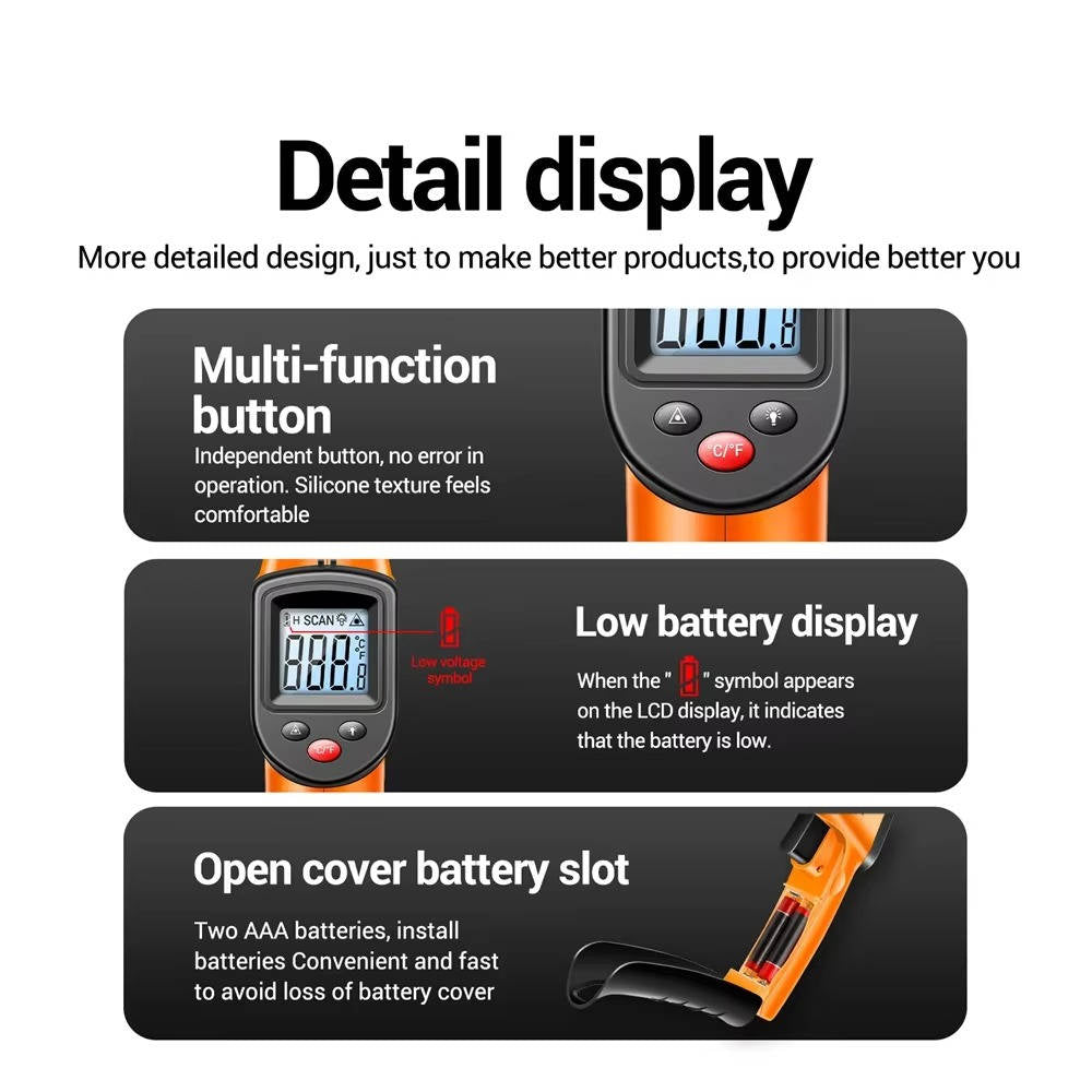 Infrared Laser Thermometer – All-in-One Digital Temperature Gun