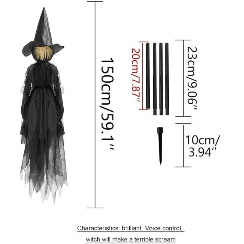 3-Piece Hanging Witch Decorations with LED Faces