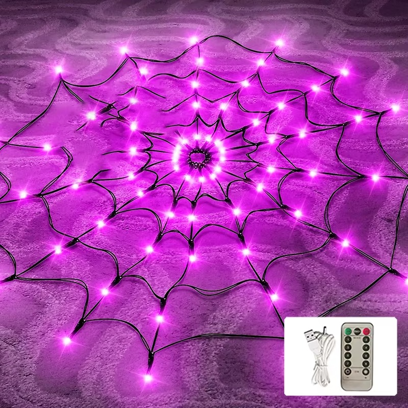 LED Spider Web String Lights  Description