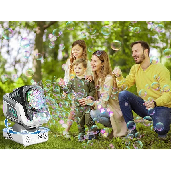 Party Bubble Machine with LED Lights & Remote Control