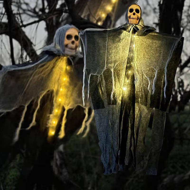 Glowing Skull Hanging Decorations – Set of Two