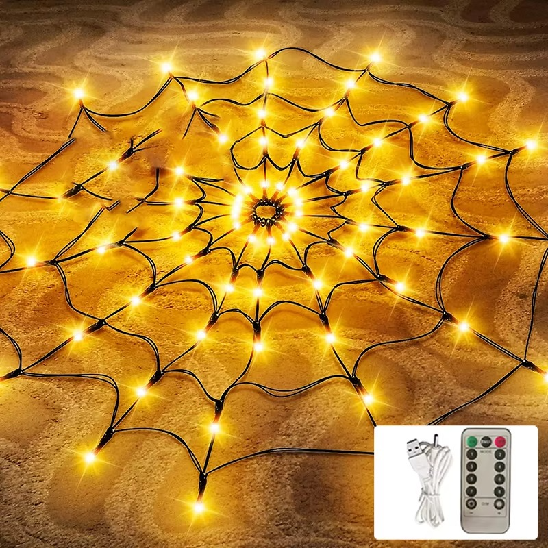 LED Spider Web String Lights  Description