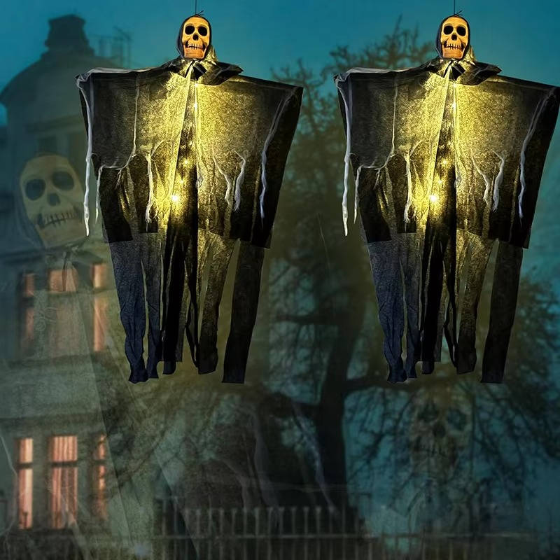 Glowing Skull Hanging Decorations – Set of Two