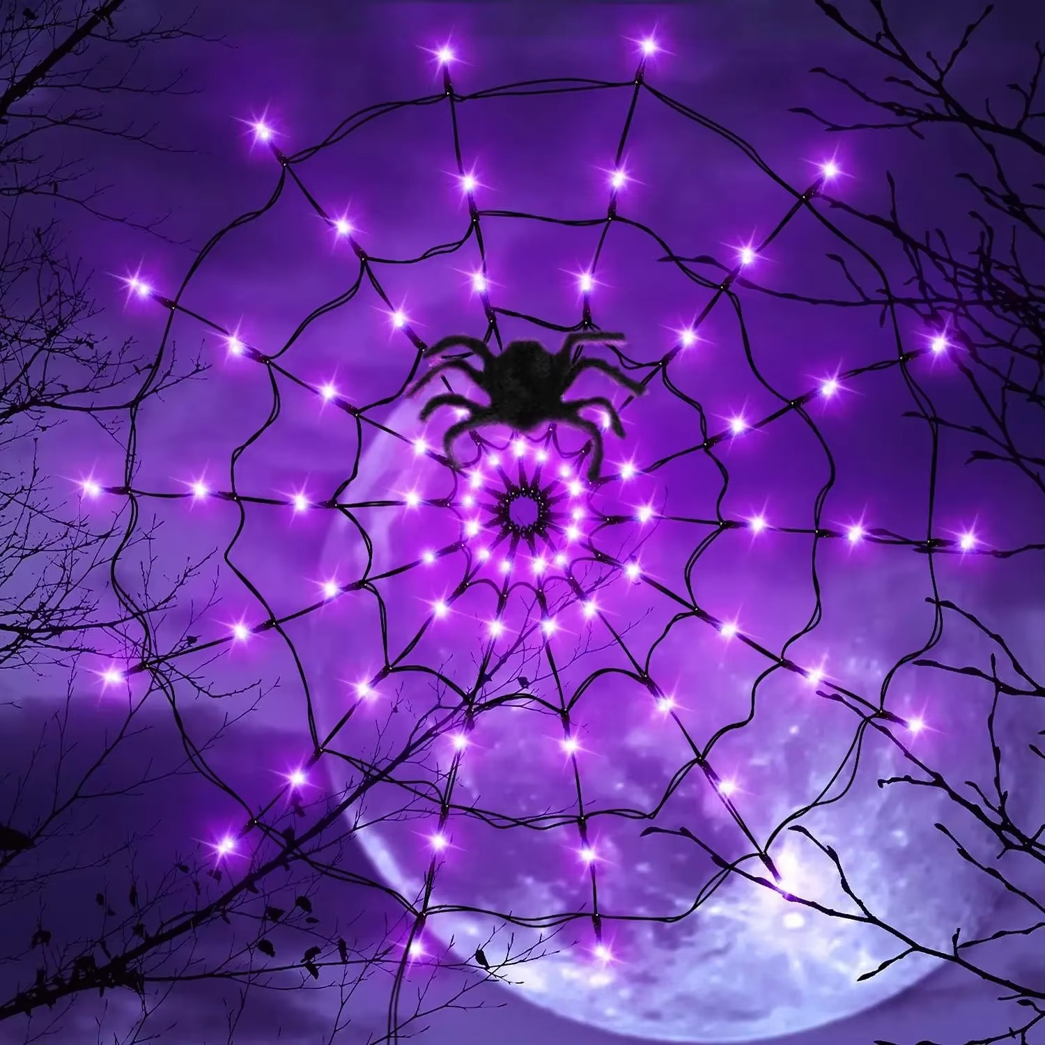LED Spider Web String Lights  Description