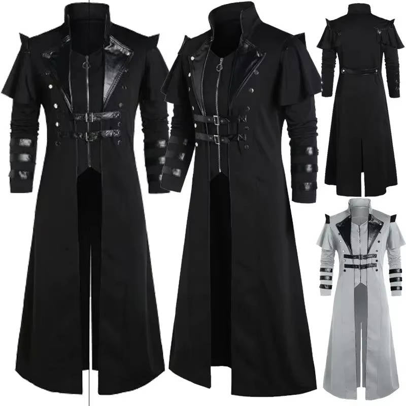 Men’s Medieval Warrior Costume – Long Robe with Armor Detail