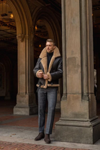 Men’s Black Shearling Bomber Jacket – Premium Leather