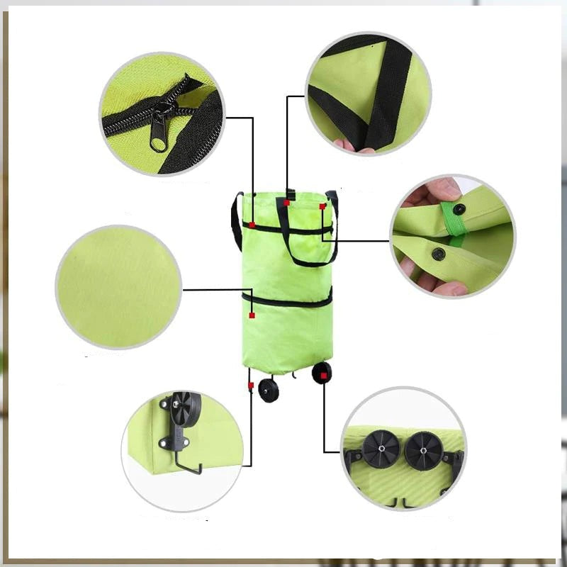 Foldable Shopping Tote with Wheels