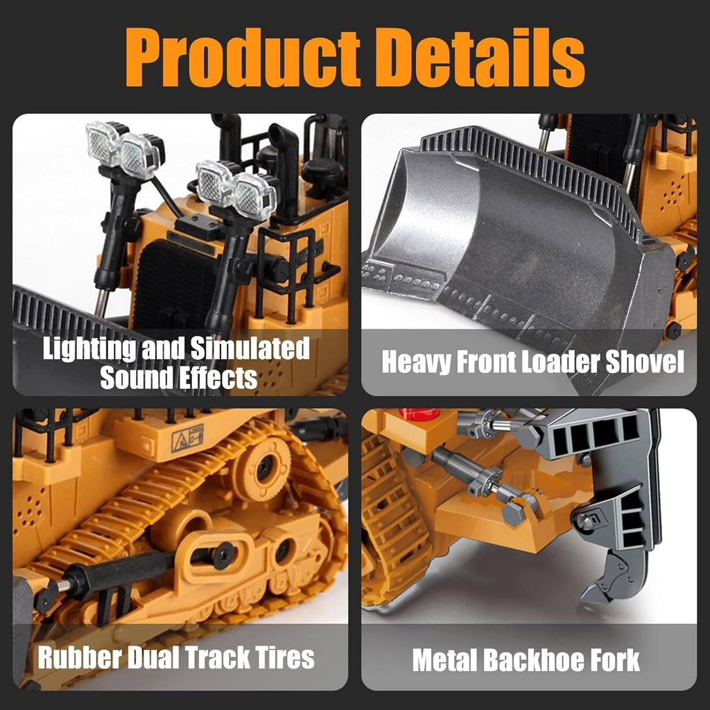 4WD Remote Control Excavator & Bulldozer Dump Truck – Realistic Construction Toy