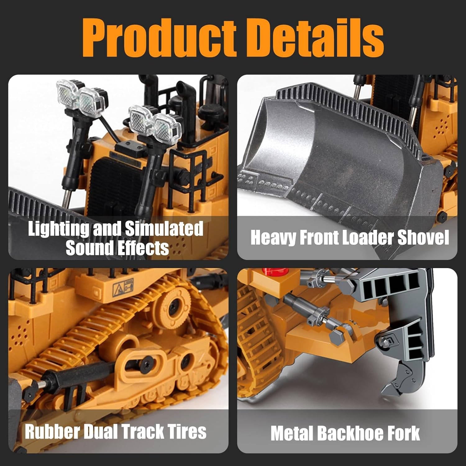 4WD Remote Control Excavator & Bulldozer Dump Truck – Realistic Construction Toy