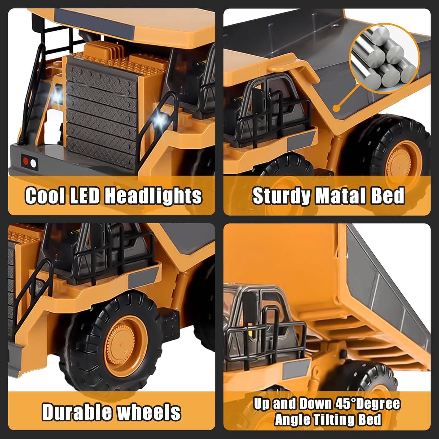 4WD Remote Control Excavator & Bulldozer Dump Truck – Realistic Construction Toy