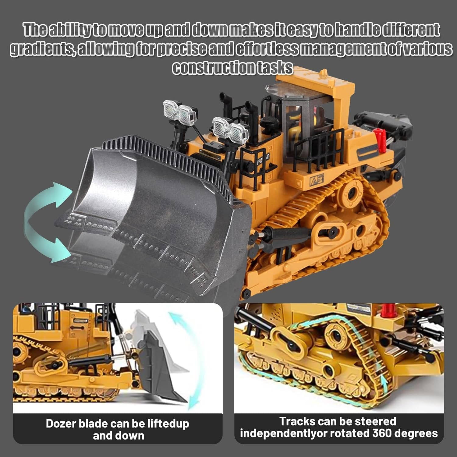 4WD Remote Control Excavator & Bulldozer Dump Truck – Realistic Construction Toy