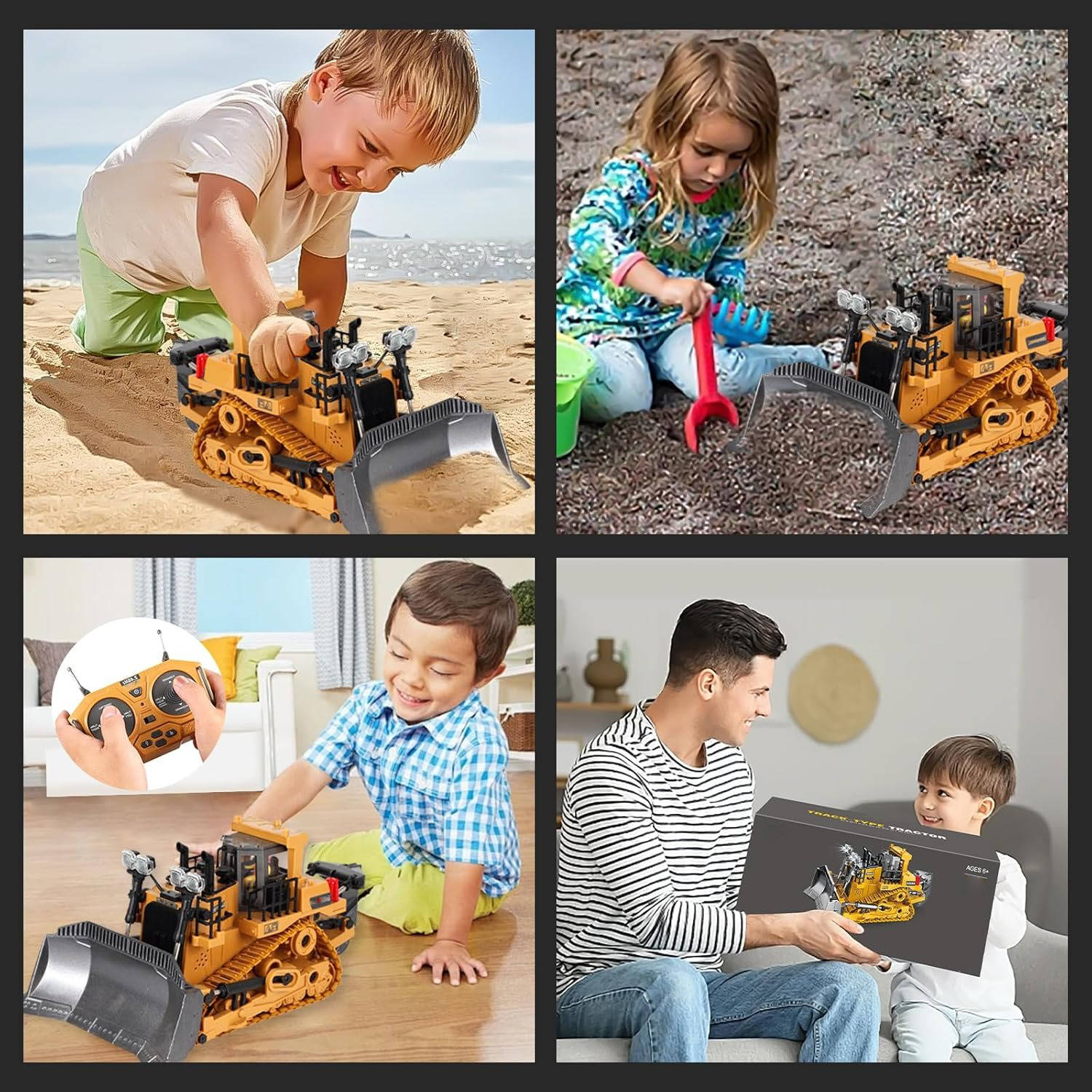4WD Remote Control Excavator & Bulldozer Dump Truck – Realistic Construction Toy
