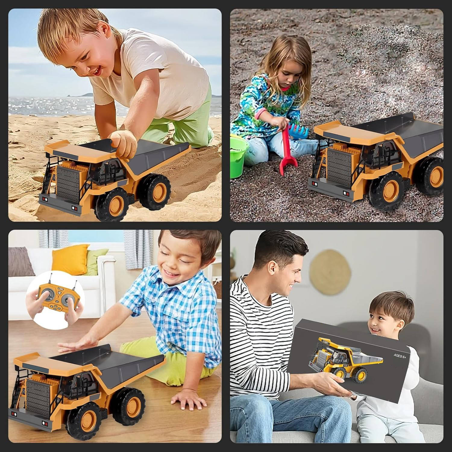 4WD Remote Control Excavator & Bulldozer Dump Truck – Realistic Construction Toy