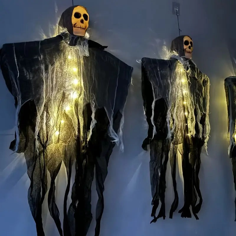 Glowing Skull Hanging Decorations – Set of Two
