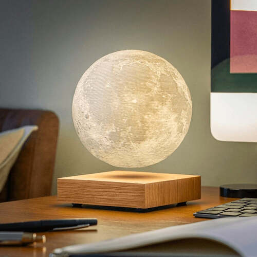 Levitating 3D Moon Lamp with Wooden Base