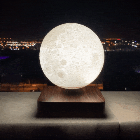 Levitating 3D Moon Lamp with Wooden Base