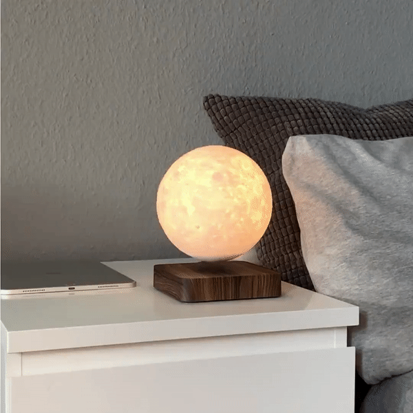 Levitating 3D Moon Lamp with Wooden Base