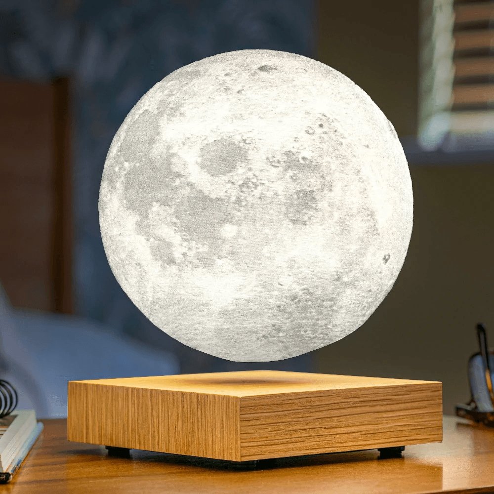 Levitating 3D Moon Lamp with Wooden Base